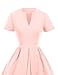 GownTown 1950s Vintage Dresses V-Neck Short-Sleeves Dresses Swing Stretchy Dresses