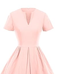 GownTown, vestido estilo década de 1950, vintage, escote en V, mangas cortas, de corte en A, elastizado.