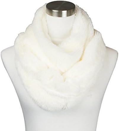 Womens Faux Fur Fall and Winter Infinity Loop Scarf (7212-Ivory)