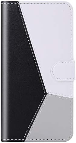 Miagon Splice Contrast Color Case for Samsung Galaxy A30s,Shockproof PU Leather Flip Wallet Cover Magnetic Stand Card Holder Folio Bumper Protective Case,Black