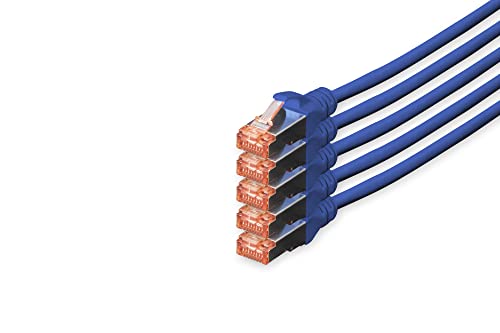 DIGITUS LAN Kabel Cat 6 – 10 m – 5 Stück – S/FTP Geschirmt – Blau