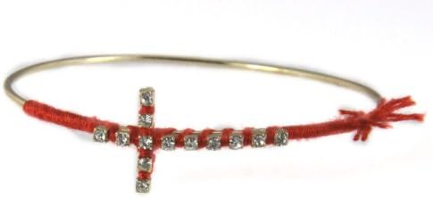 Christian Bracelets4030904 Cross Bangel Bracelet with Thread Woven Christian Fashion