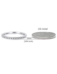 Anillo de oro blanco de 10 quilates con diamante de 0.079 in de media eternidad apilable para aniversario de boda.
