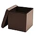 Seville Classics Foldable Faux Leather Storage Ottoman, Espresso