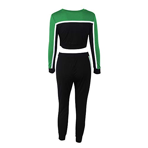 Dreamyth-Winter 2Pcs Women Tracksuit Sweatshirt Pants Sets Sport Long Sleeve Wear Casual Suit (Green, S)