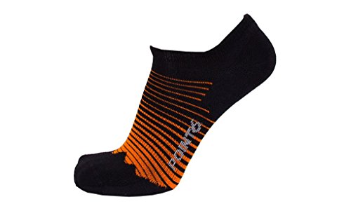 Point6 Active Life Peak, Ultra Light No-Show sock - X Large, Black/Orange with a Helicase sock ring
