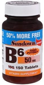 Sundown B-6 Energy Support & Heart Health 50 mg, 150 Tablets