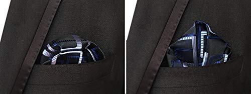 MOHSLEE Men's Plaid Cravat Necktie Woven Silk Formal Ascot Tie Pocket Square Set