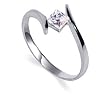 Sterling Silver Band Princess Cut Clear Cubic Zirconia Solitaire Slim Promise Ring