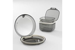 LOEVCC Retainer Case, Retainer Cleaner Case 2 Pack, Portable Denture Cases and Unique Denture Bath with Drain Tray, Denture Bridges, Partial Dentures, Traditional Braces, Etc. (Black)