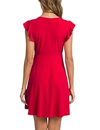 Missufe vestido mini sin mangas con volantes y cuello en V para mujer