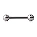 Ruifan 316L Stainless Steel Tongue Nipple Shield Barbell Ring Bar Body Piercing Retainer 14G 12mm 2PCS