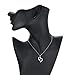 Jetloter I Love You Heart Shaped Necklace, 100 Languages Projection on Round Onyx Pendant Collarbone Necklace Silver
