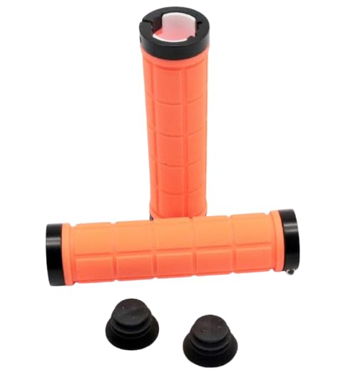 Bicycle Handlebar Grips Handlebar Grips Non-Slip Rubber with Aluminium Ring for Road Bike City Bike Mountain Bike Folding Bike (Orange) โ image 1