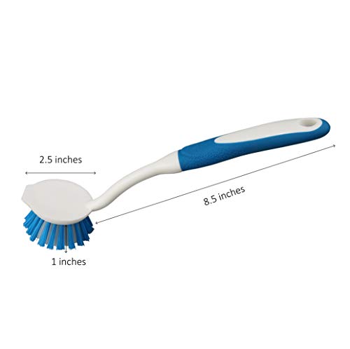PHYEX 2-Pack Kitchen Round Scrub Brush for Cleaning Dishes Pots Pan Sink and Bathroom with Comfortable Long Handle