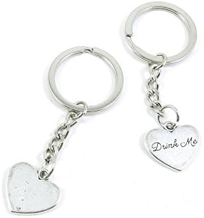 190 Pieces Keyring Key Ring K2OY5 Drink Me Love Heart Keychain Automotive Car Door Key Tags Findings Charms Chains