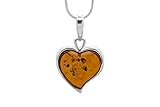 925 Sterling Silver Heart Pendant Necklace with Genuine Natural Baltic Cognac Amber. Chain included