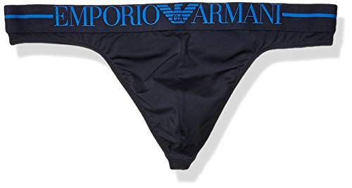 Emporio Armani Men's Essential Microfiber Thong, Marine, Medium