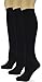 Sox Trot Solid Black Knee High Socks, Soft Trouser Socks, Shoe Size 5 -10 (Pack of 3 Pairs), Black