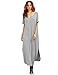 MakeMeChic Women's Casual Loose Pocket Long Dress Short Sleeve Split Maxi Dress