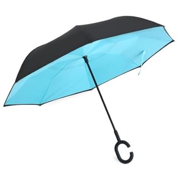 Hastip Rain Protection Windproof Reverse Folding Double Layer Umbrella with C-Shaped Handle