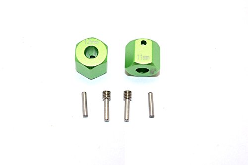 Axial SCX10 II Upgrade Parts (AX90046) Aluminum Wheel Hex Adapters 12mm X 11mm - 2Pcs Set Green