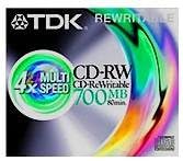 TDK 1 x CD-RW 700MB 80min Rewritable Blank Disc Storage Media 4x Speed