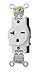 Leviton 5461-W 20-Amp 250-Volt NEMA 6-20R, 2P, 3W, Narrow Body Single Receptacle, White primary