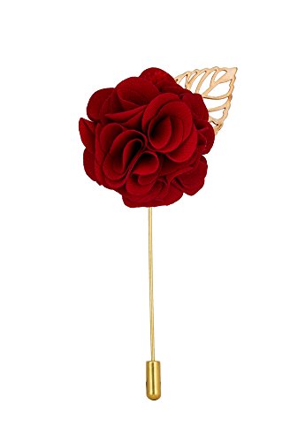 AN KINGPiiN Lapel Pin for Men Maroon Bunch Flower with Gold Leaf Brooch Suit Stud, Shirt Studs Men's Accessories