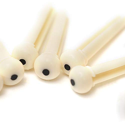 SOURBAN Guitar Bridge Pins Ivory White Plastic with Round Head Acoustic Guitar Strings Nail Pegs