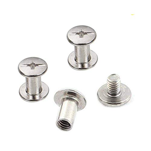 Chicago Screws Assorted Kit 1/3 Inch Screw Posts Nail Rivet Chicago Button for Bags Belts Leather Bracelets Shoes Bookbinding Document Slotted Flat Head Stud Screw(80 Pieces)