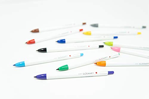 Zebra Pen CLiCKART Retractable Marker Pen, Assorted Ink Colors, 0.6mm Fine Point, Moisture Absorbing to Prevent Drying Out, School Supplies and Teacher Supplies, 6-Pack (69006)