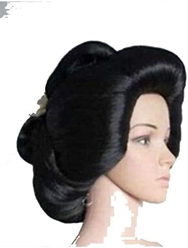 hot sell new - S3263 New Black Geisha Full Wigs Plate Hair Anime Wig Cosplay Fashion Cos Hair (B)