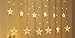 Areskey Star Christmas Lights,138 LED 12 Star Curtain String Lights,Waterproof Star Lights Decorative Bedroom Indoor Outdoor Window Wedding Party Garden,8 Modes RF Remote,Warm White