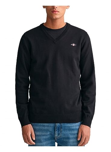 Jersey clásico de algodón en V para Hombre, Negro, estándar, Negro, M