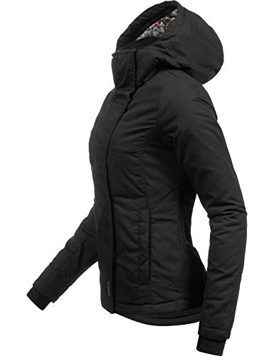 Sublevel-Damen-Winterjacke-mit-Kapuze-Gemusterte-Jacke-im-Sportlichen-Look-in-Rot-Blau-Wei-Schwarz