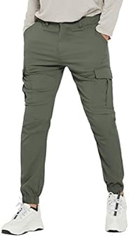 PULI Men's Hiking Cargo Pants Slim Fit Stretch Jogger Cycling Waterproof Outdoor Trousers with Poc