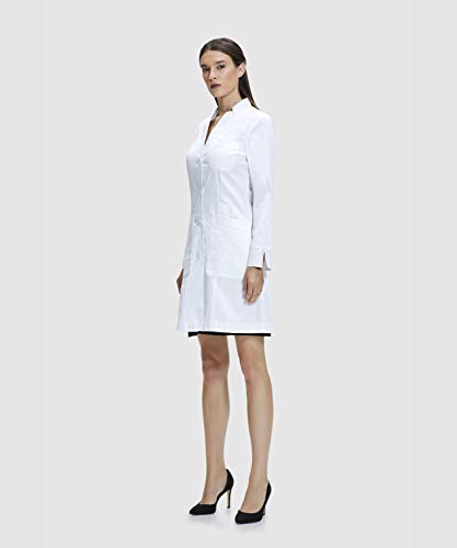 Dr. James Women's Lab Coat, Fold Back Cuff, White, 35 inch Length DR10A-10