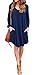 LILBETTER Women's Long Sleeve Pocket Casual Loose T-Shirt Dress (Navy Blue XL)
