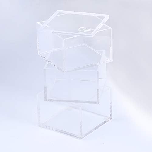 Acrylic 3 Tier Square Stackable Desk Organizer - Clear Odds & Ends Box by DS DRAYMOND STORY (Thank You Gifts Graduation)