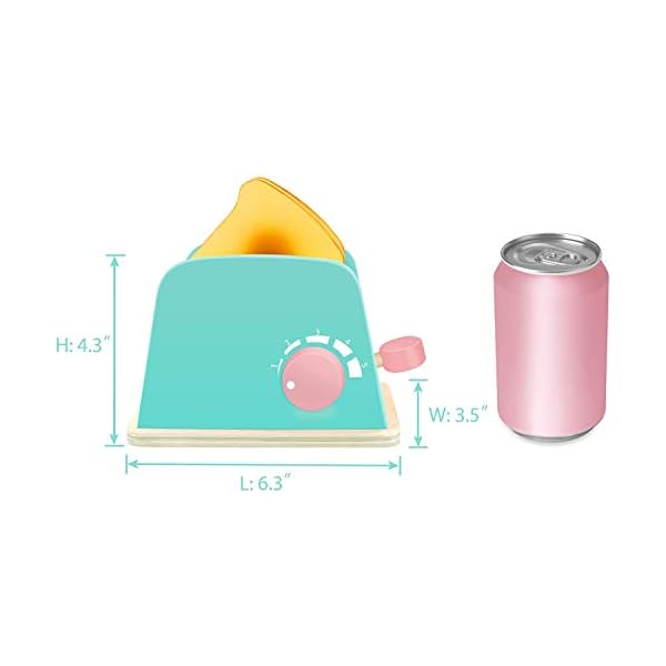 Tiny Land Kinderküche Brot und Butter Toaster Set (10 Stück) - Holzspielzeug und Küchenzubehör - Upgrade Pop-up Brot und… – Bild 7