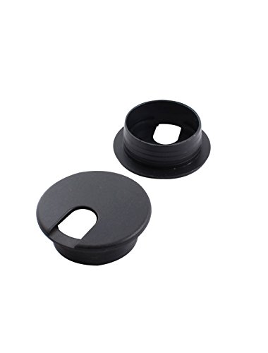 5pcs Black Plastic Grommet Cable Hole Cover 35mm Mount Dia for PC Desk