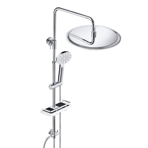 JOHO Edelstahl Duschsystem mit Regendusche ohne Armatur, 30 cm Chrom