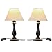 Brightech Noah - Bedside Table Lamp Set of 2: Elegant Bedroom Nightstand Lamp in Black Wood. Soft Accent Light. Also for Living Room Side & End Tables. Incl. LED Bulb, Cord