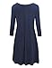 Lock and Love LL WDR930 Womens Round Neck 3/4 Sleeves Trapeze Dress XXL NAVY
