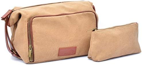 Canvas Toiletry Travel Bag Set - Women & Mens Toiletry Bag. Handmade Waterproof Canvas Including 1 Large Bag and 1 Micro Bag. Sturdy Zippers and Construction.