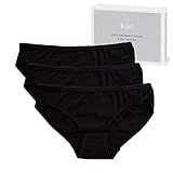 Hesta Women's Organic Cotton Basic Panties Underwear 3 Pack (Medium, 3Blacks)