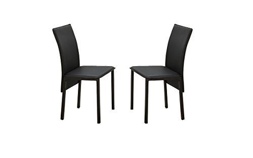 Poundex Bobkona Limbra Set of Two PU & Metal Dining Chair in Black