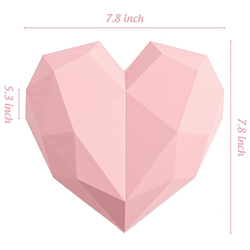 JOHOUSE Gift Box, 7.8Inches Pink Love Gift Box, Heart Shaped Storage Box for Womens Day Mothers Day Valentines Day Christmas Weddings and Home Decoration