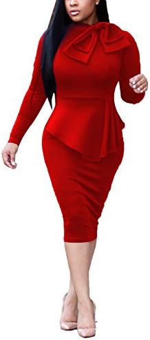 HUANYOU Women Long Sleeve New Solid Color Wear Package Hip Skirt(5 Colors S-XXL)